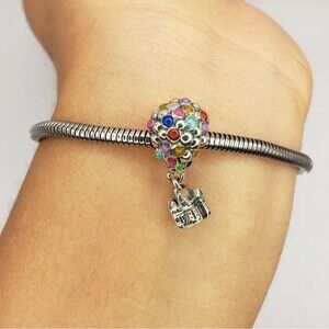 Pixar Up House Bracelet Charm 925 Silver Balloons "Adventure is out there" Love